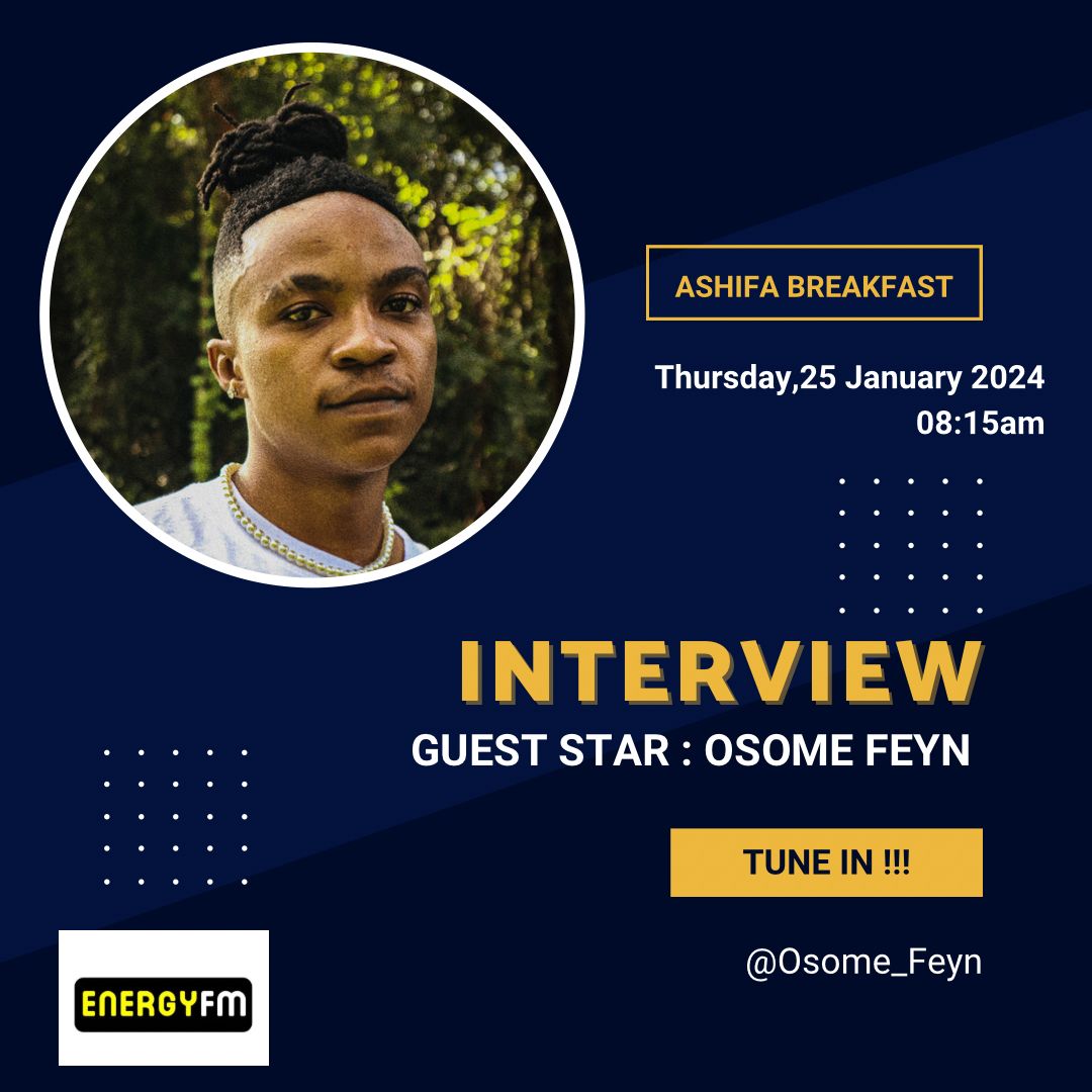 Osome_Feyn's tweet photo. @EnergyfmSA Tommorow ( Ashifa Breakfast) Debut Single #Onedesire feat @lutroo_da_music Out on friday (Tune in!!) https://t.co/4QTOSQzPpH