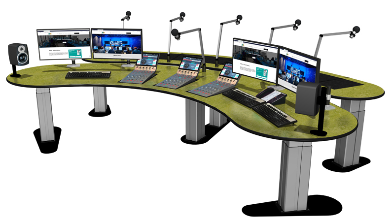 CustomConsoles1's tweet photo. Dega Broadcast Systems has partnered with @CustomConsoles1 in the design, production and installation of 20 control room desks and #controlroomfurniture for Radio Botswana. Electrically powered height adjustability give presenters the option of working seated or standing. https://t.co/JcnuUCEuKJ