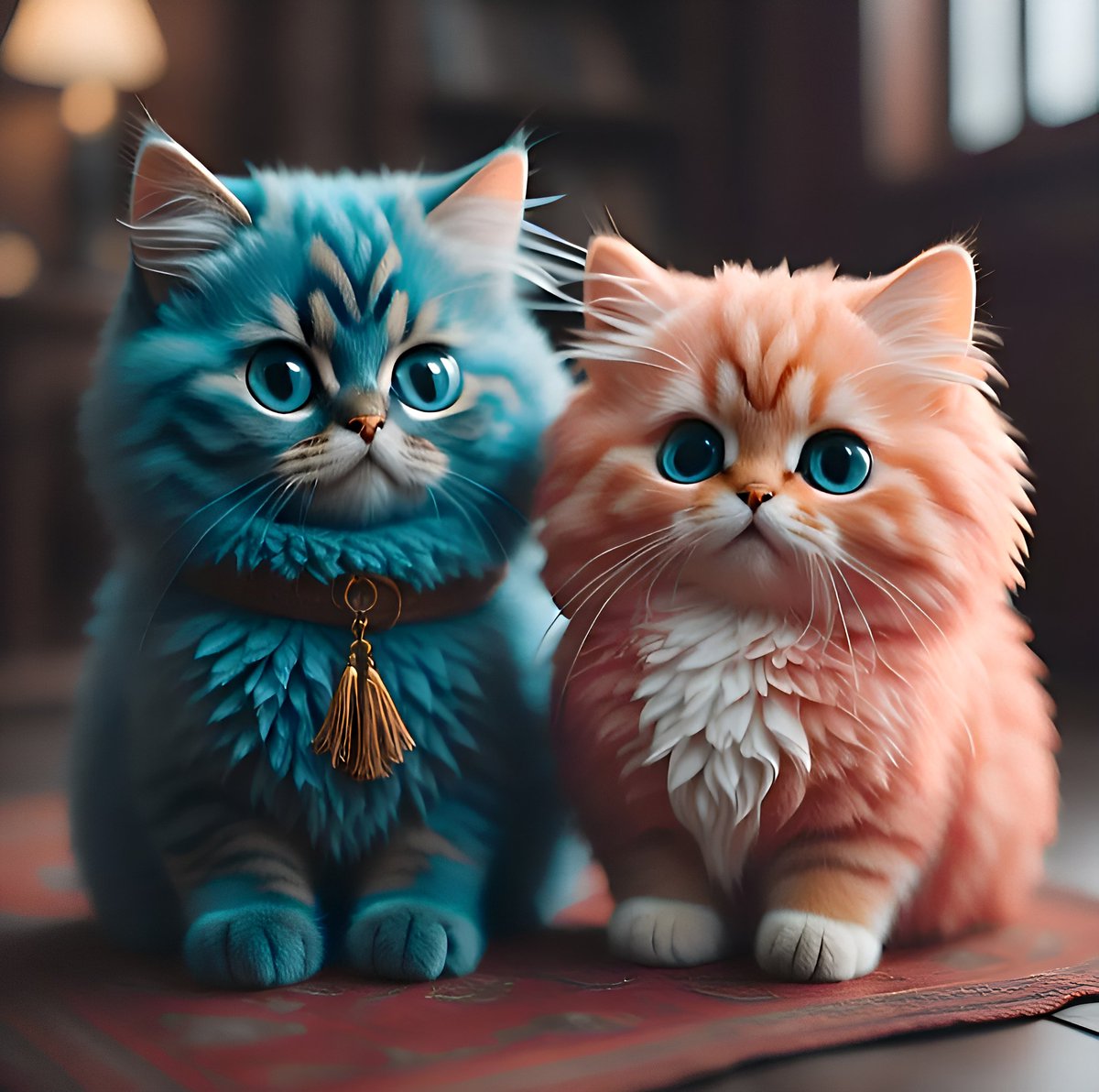 Duuaa_here's tweet photo. ๐ฑ๐ฑ Snuggled together on a cozy rug! ๐ป๐โจ Adorable, fluffy, and perfectly illustrated! #CuteCats #ArtOfTheDay #FurryFriends #LovelyCouple #ColorfulAdorableness #AIGeneratedArt #CodeCanvas619 https://t.co/LDlhmu7yGG