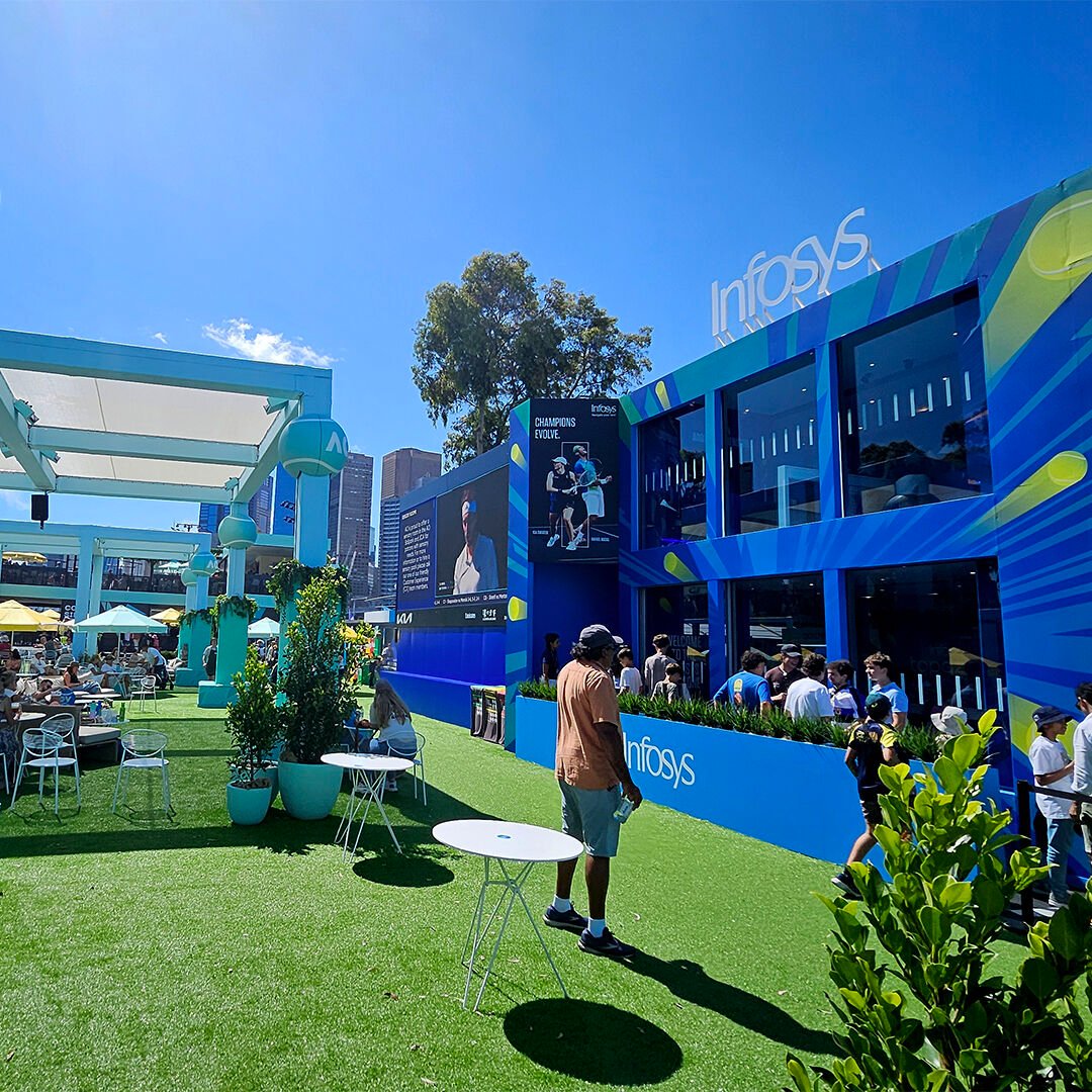 Dive into the green excitement at the #Infosys Fan Zone, the carbon-neutral hub at the #AO24. Feel the game's magic while making a difference for our planet🌱 🎾 #ExperienceTheNext  #AusOpenWithInfosys  bit.ly/3tU5e8I