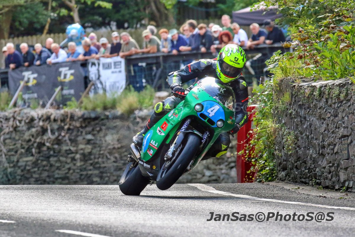 #WheelieWednesday @victorlopez_iomracer Junior @ManxGrandPrix winner crossing the old railway bridge in Union Mills @shark_helmets @TeamILR 📸 ©Photosas