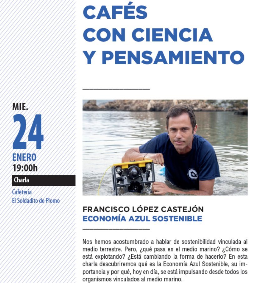 🗣️ El investigador #UPCT Francisco López Castejón (<a href="/flcastej/">Francisco López</a>) reflexiona esta tarde sobre la #EconomíaAzulSostenible en <a href="/CtPiensa/">Cartagena Piensa</a> 

📌Descubre algunos proyectos de investigación <a href="/UPCToficial/">Universidad Politécnica de Cartagena | UPCT</a> que contribuyen a este concepto 

🕑 19:00 horas
📍 Cafetería El soldadito de Plomo