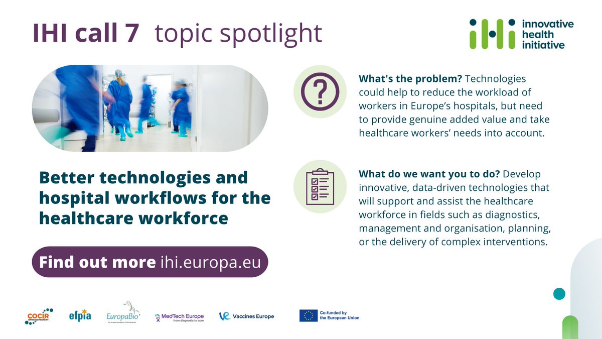 COCIR's tweet photo. ποΈ The pitching session for IHI Call 7 on Optimised #HospitalWorkflows is today.
Don't miss it π https://t.co/EA8wTItzaK
