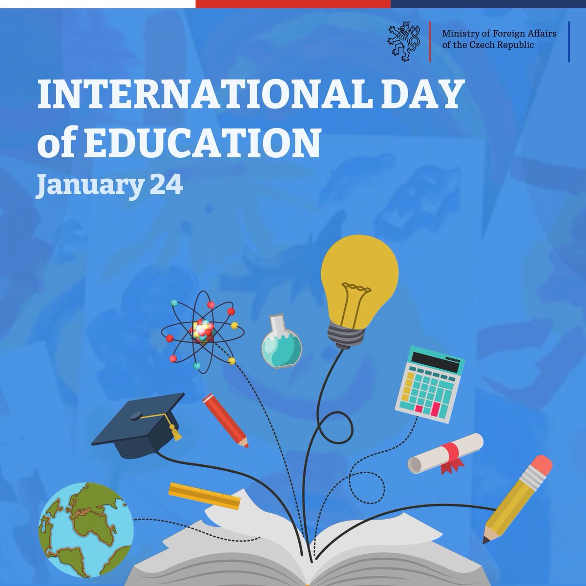 CzechMFA's tweet photo. 🧑‍🎓🏫Nearly 260 mil. children worldwide cannot study.

Today, on International Day of Education, we remember that education is not only a right, but also a hope for a better world.

That's why Czechia donated more than 18 mil. CZK in 2023 for kids to have access to schools abroad. https://t.co/ZkNQ8ZgrXh