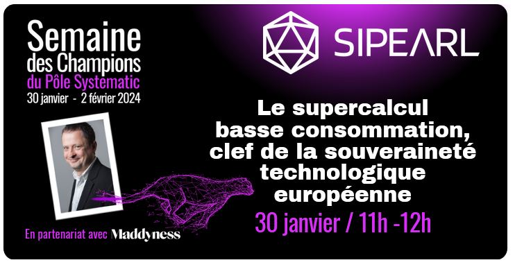 Webinaire #ChampionSystematic, RV le 30 janvier, avec sipearl.com
💬"Nous  montrerons comment SiPearl, construit le microprocesseur  économe en énergie qui équipera les plus puissants supercalculateurs  d’Europe."

👉app.livestorm.co/p/45ed4ea3-d8b…