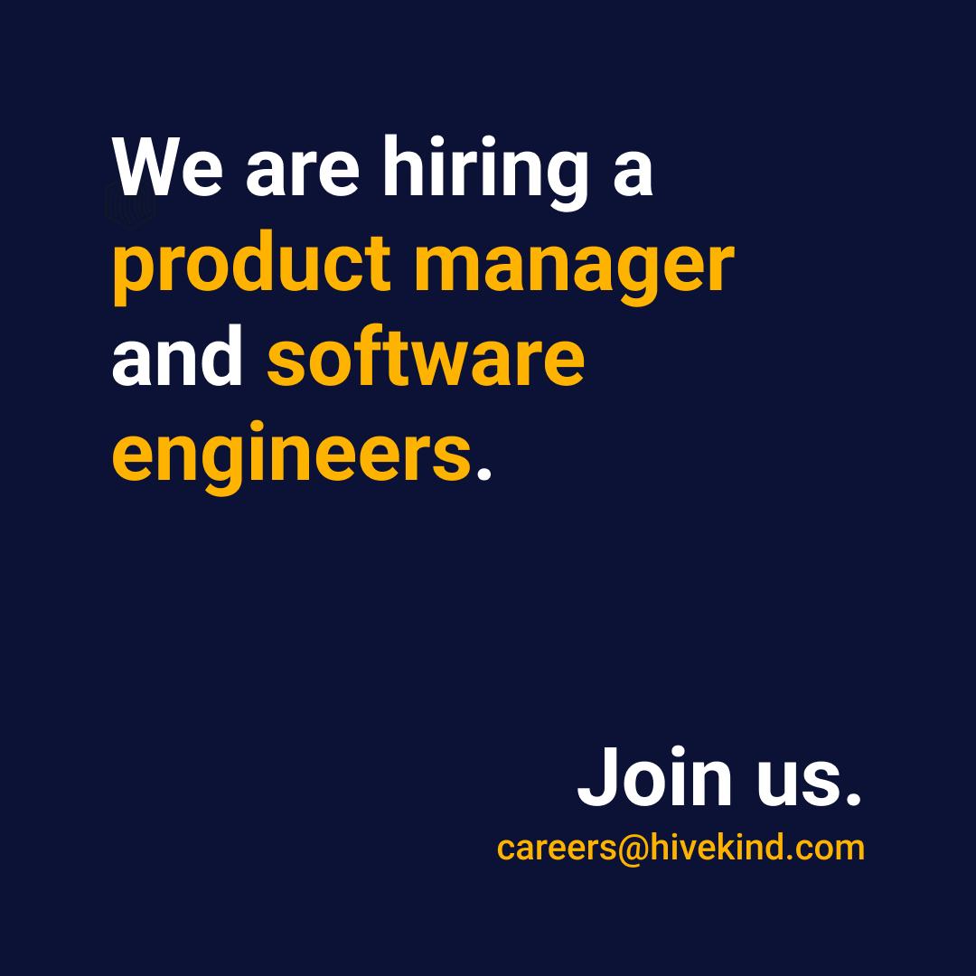We're looking for an awesome Product Manager and Software Engineers. If this is you, please send your resume to careers@hivekind.com. More details, click the link in our bio.
#Hivekind #JoinOurTeam #NowHiring #TechTalent #WomenInTech #SoftwareEngineer #ProductManager #CodingLife
