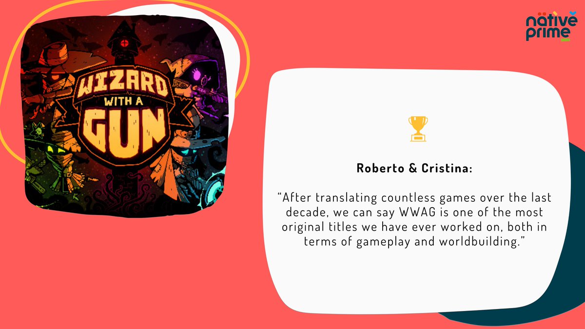 Roberto Ruiz (@RobertoArgee) and Cristina Herraiz worked hand in hand to bring 'Wizard With a Gun' to life, and they had a blast translating it into Spanish! #XIIPremiosATRAE