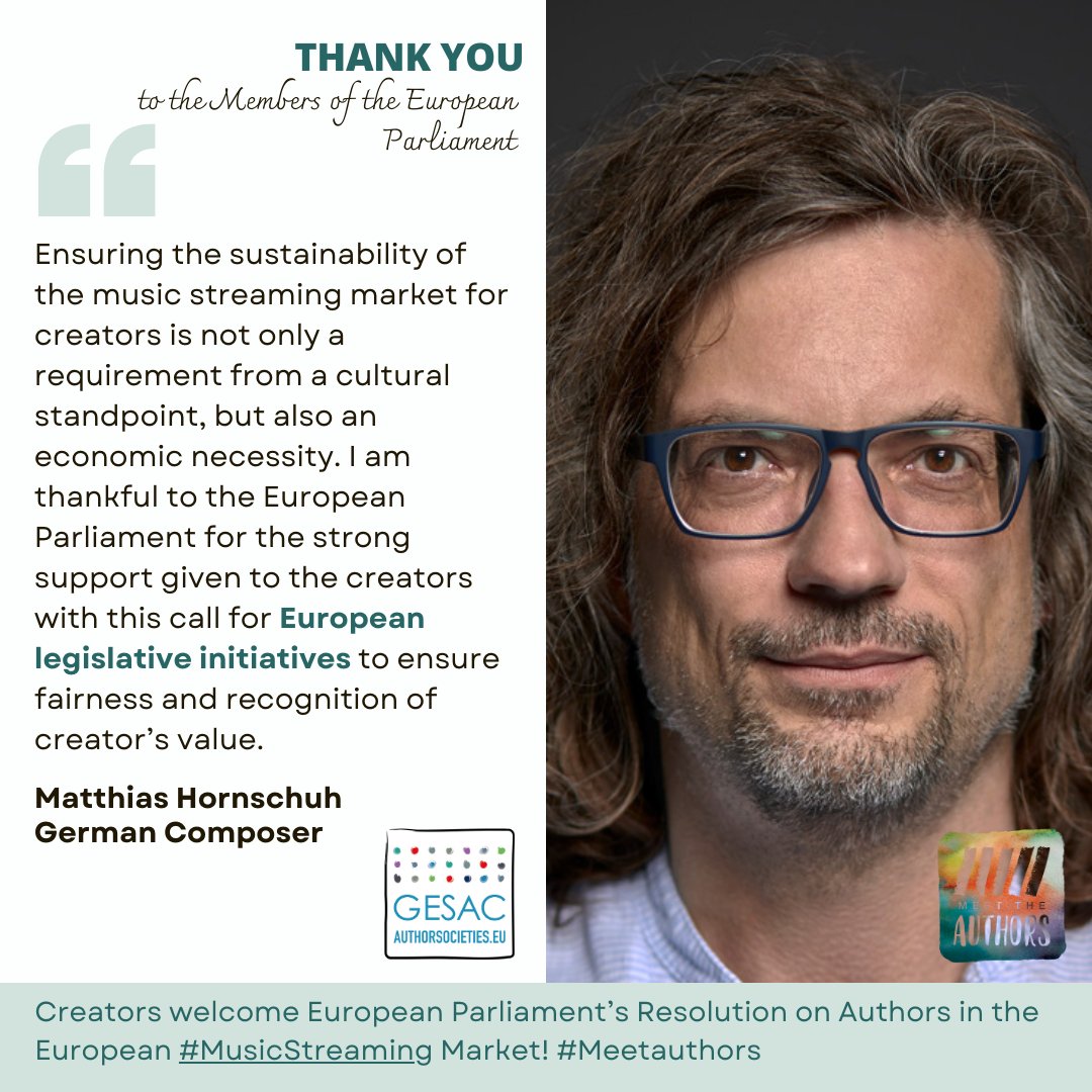 Thanks to the @EUparliament , achieving more fairness in #MusicStreaming is now a clear European political objective! Special thanks to shadow rapporteur @nnienass for his strong support. @sabineverheyen @AxelVossMdEP @RomeoFranz1