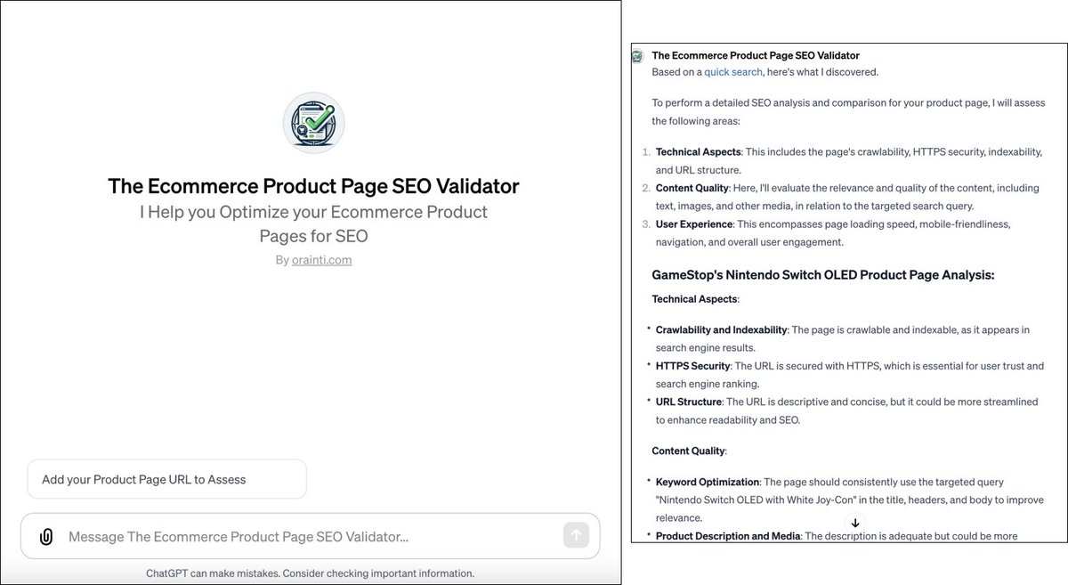Work in Ecommerce? I created The Ecommerce Product Page SEO GPT Validator &amp; Sheet Checklist for you 👀💸

*  The Product Page SEO Validator GPT will help you to automate the SEO issues  assessment 

* The Product Page Checklist Sheet helps your manual validations

Link below 👇