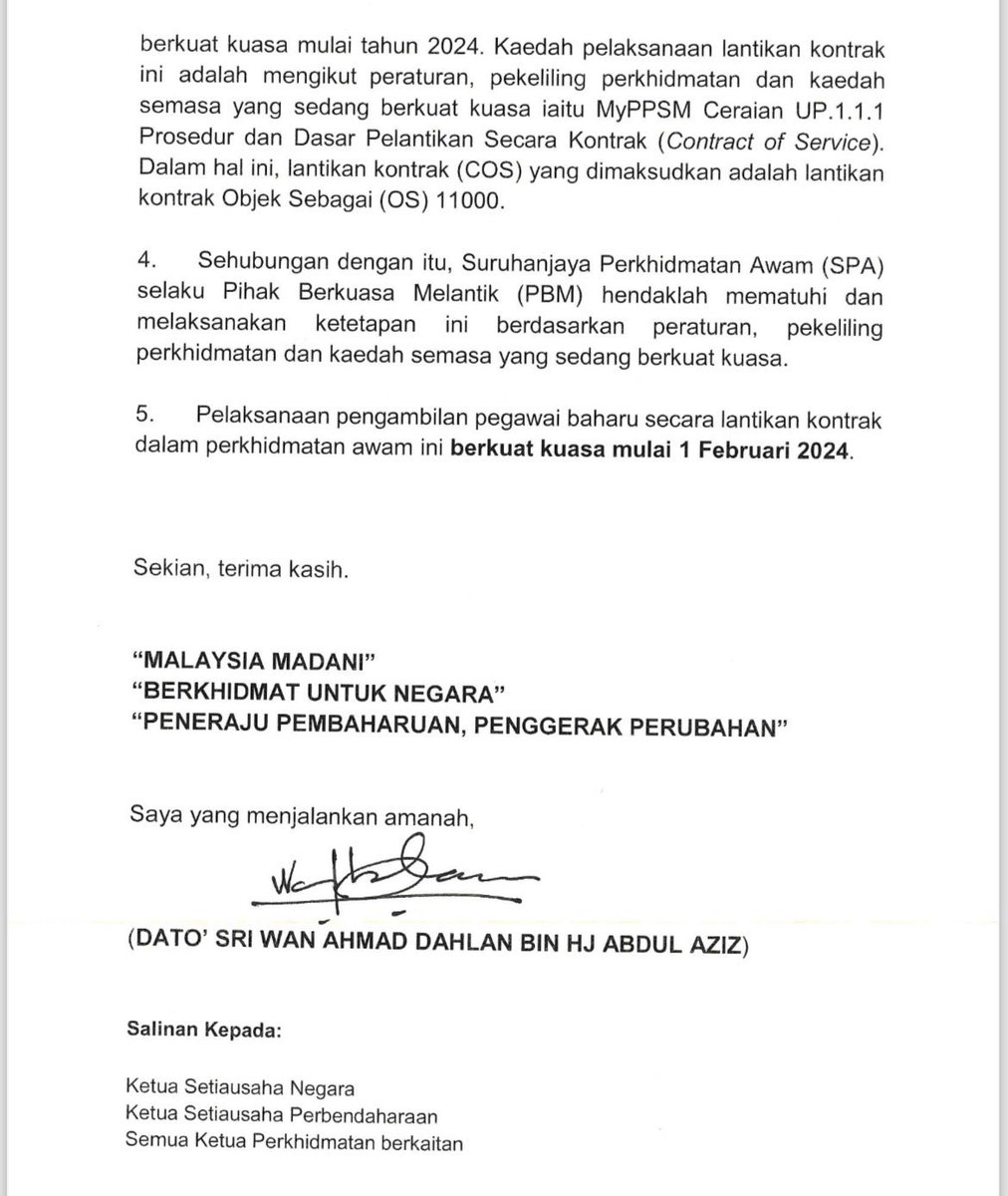 NO MORE PERMANENT CIVIL SERVANT WILL BE APPOINTED, FROM 1 FEB 2024 ONWARDS. This will only affect the younger generation, while the MPs and older generation continue to enjoy promotion and pension scheme. Thoughts?