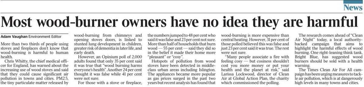 Adam Vaughan (@adamvaughan_uk) on Twitter photo More than two thirds of people using stoves and fireplaces don't know wood-burning is a health risk
New polling by <a href="/globalactplan/">Global Action Plan</a> ahead of #CleanAirNight today More than two thirds of people using stoves and fireplaces don't know wood-burning is a health risk
New polling by <a href="/globalactplan/">Global Action Plan</a> ahead of #CleanAirNight today