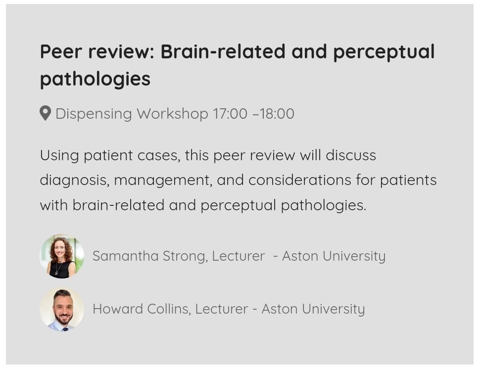 Did you know that <a href="/HowardCollins/">Howard Collins</a> and I are leading a cool little peer review at <a href="/100Optical/">100% Optical</a> this year?

We'll be discussing brain-related cases at 5pm on Saturday 24th Feb - be there or be square 🟨

🧠🧠🧠