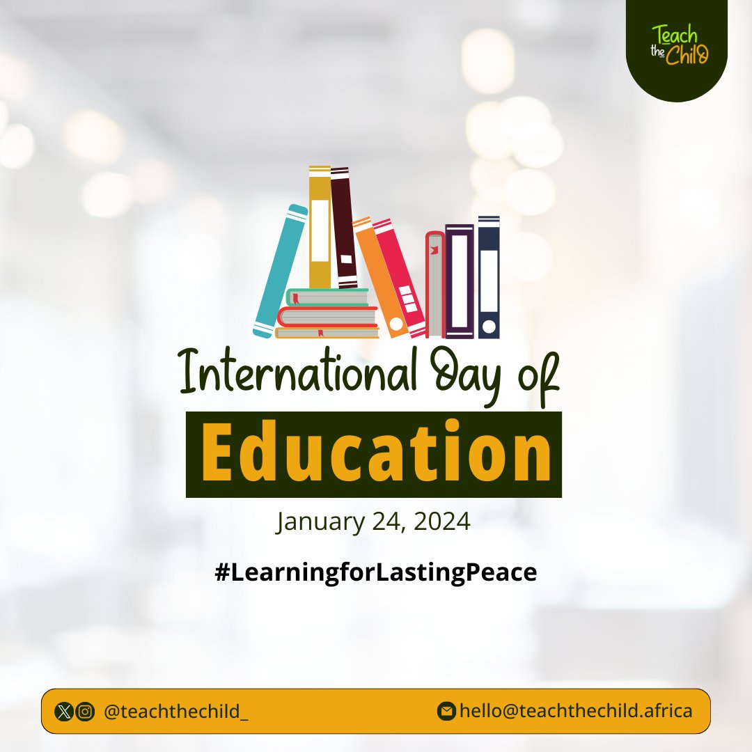 Today, we join the world to honour all educators contributing to world peace by empowering learners with the necessary knowledge, values, attitudes, skills, and behaviours to become agents of peace in their communities. #InternationalDayofEducation2024 #TeachtheChild