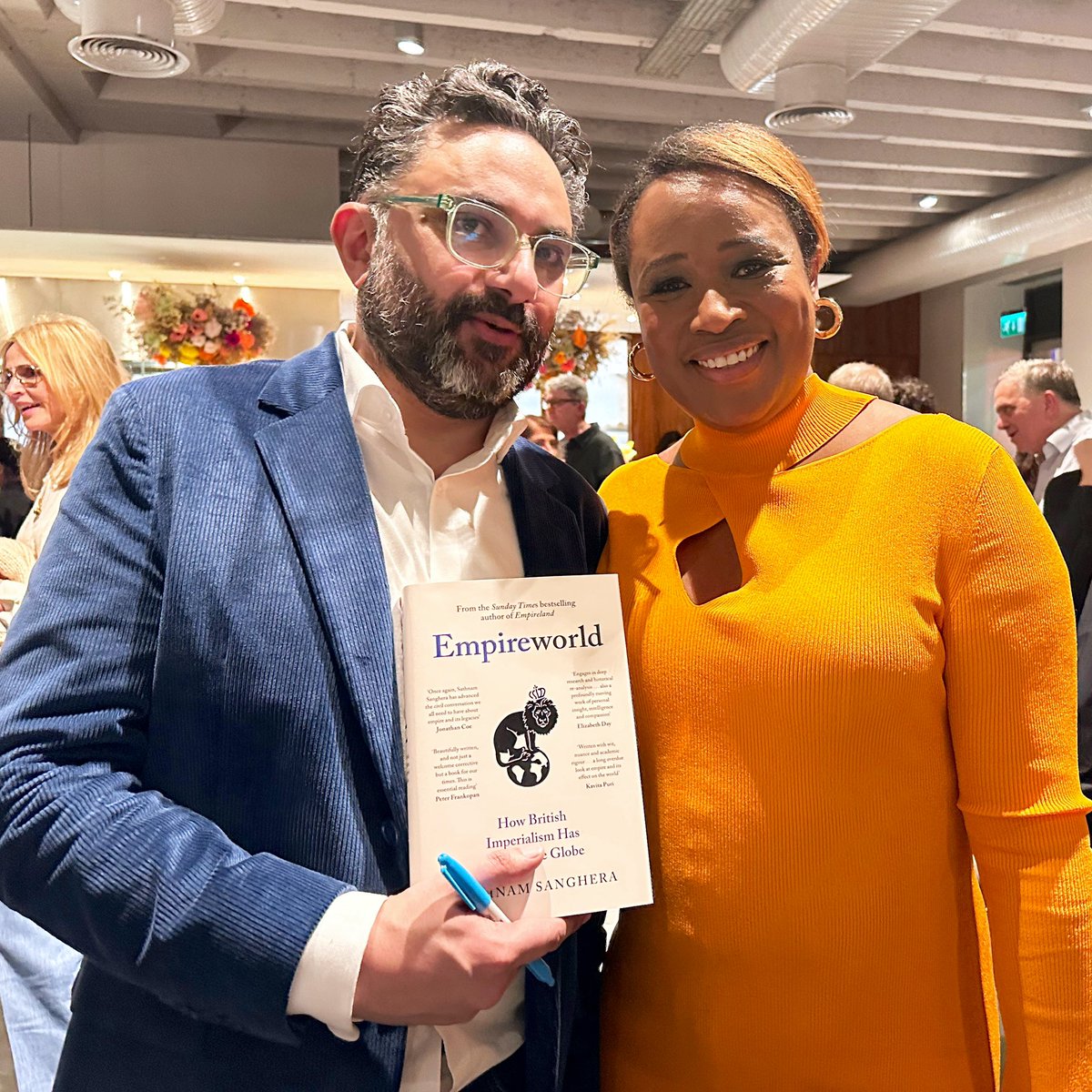 Very proud of @Sathnam on the official launch of Empireworld, the follow up to his 2021’s Empireland. Both important books looking at British history. The incessant racist trolling & abuse of Sathnam is pretty much relentless, so to continue of this path is quite something ❤️