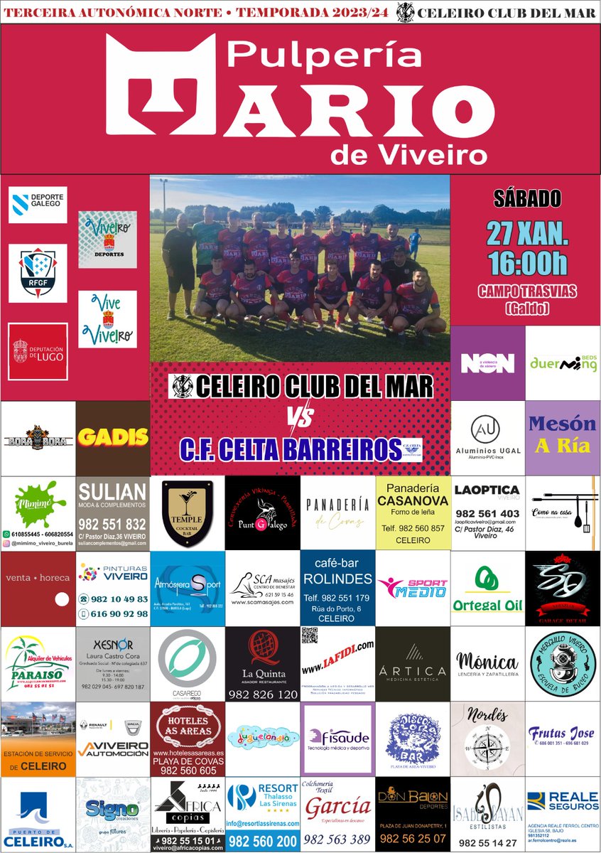 Este Sábado as 16:00 derbi en Trasvias de Galdo 
Visitanos o líder por méritos propios o Celta Barreiros
Asique mais que nunca necesitamos o teu apoio mais que nunca ten que :
#queruxatrasvias 
#forzaceleiro 
#quevivaaretranca