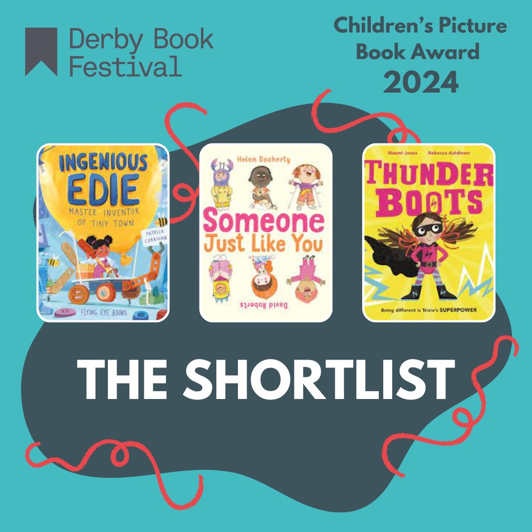 We are delighted to announce that we have our Shortlist for the Derby Children's Picture Book Award 2024! Congratulations to all the Authors, Illustrators and Publishers @OxfordChildrens @FlyingEyeBooks @simonkids_UK