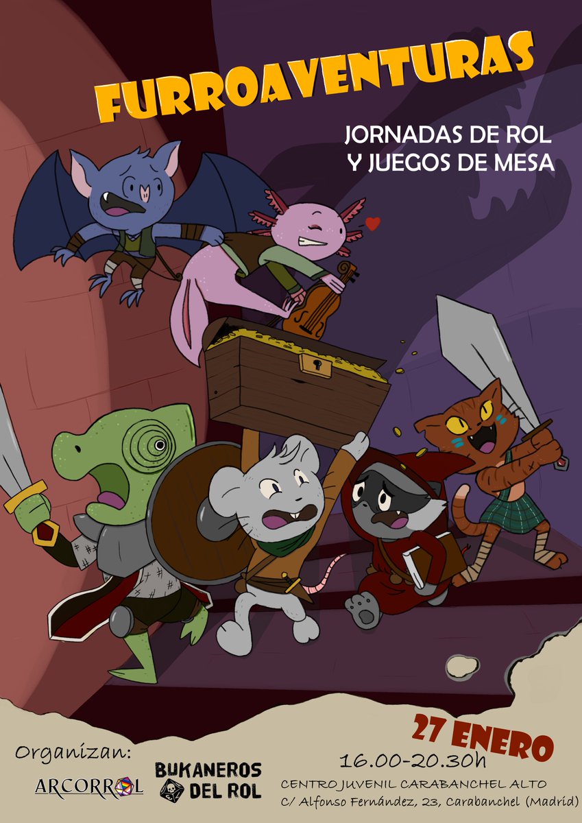 Como os hemos dicho este sábado son las Furroaventuras y tenemos otra partida para vosotros

Corred que vuelan las plazas

Primera aventura de un grupo de animales parlantes en Metáfora, el mundo de los cuentos más allá del mundo de los mortales.

docs.google.com/forms/d/e/1FAI…