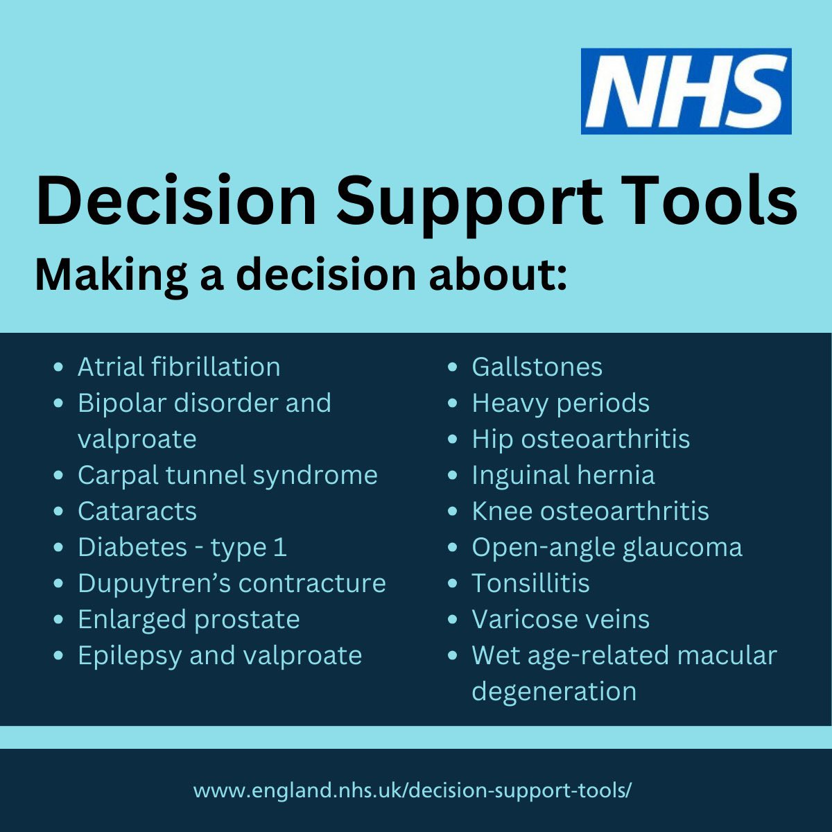 Decision support tools help #patients with #shareddecision and lets them understand what their condition is and how it will impact them in future 

💡Quite useful and effective in #primarycare 

england.nhs.uk/personalisedca…

@Pers_Care_Inst 
👍Share and use them