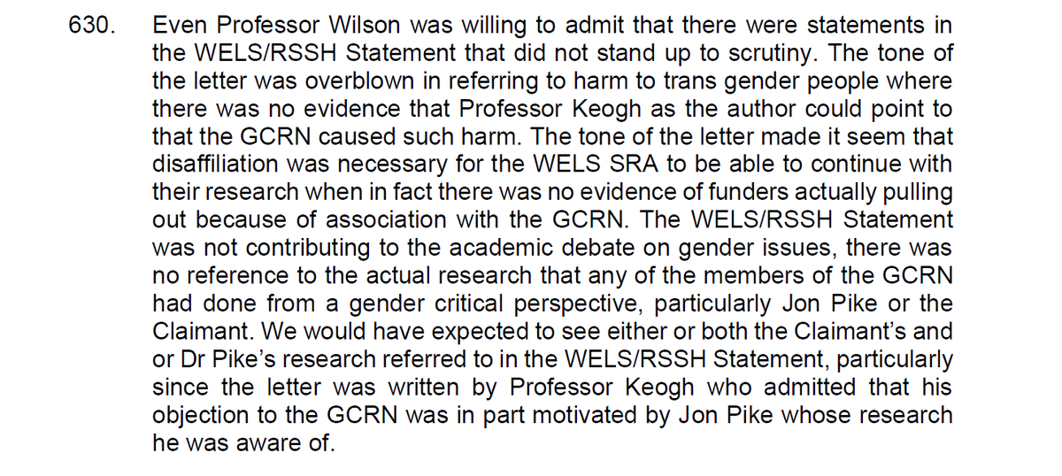 Those complaining about coverage of the <a href="/JoPhoenix1/">Prof Jo Phoenix</a> outcome might be well advised to read it.  It makes clear that we did not face 'academic criticism'.  We faced a straightforward attempt to discredit and silence us. Para 630 springs out (at me):