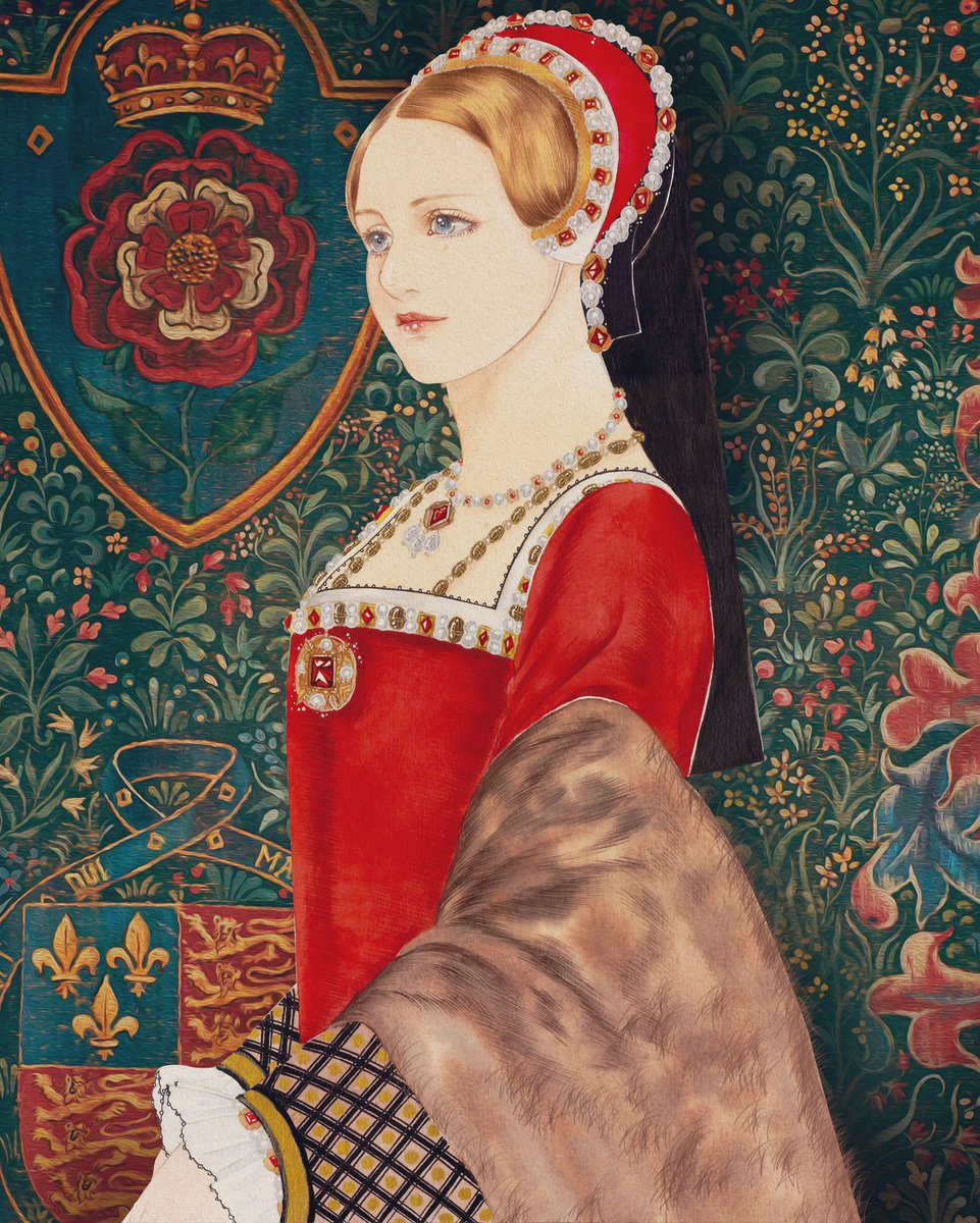 British women in the 1540s. This kind of clothing was also a common attire for women during the Tudor era. Catherine Howard, Elizabeth, and Mary all have this style.🏴󠁧󠁢󠁥󠁮󠁧󠁿♥️🌹
#elizabethi #renaissance #historicalcostumes #queenofengland #tudor #maryi #marytudor #illustrator