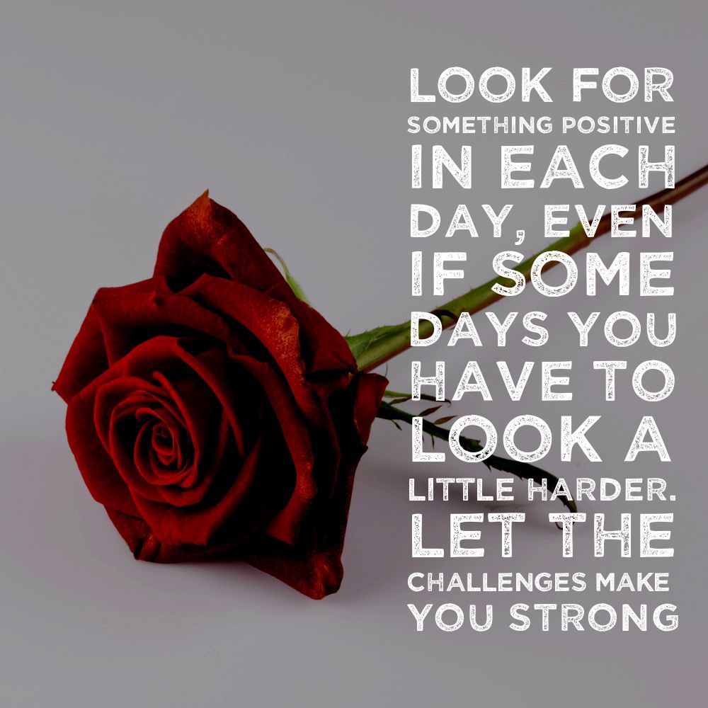 'Look for something positive in each day, even if some days you have to look a little harder. Let the challenges make you strong.'

#Quote #Inspiration