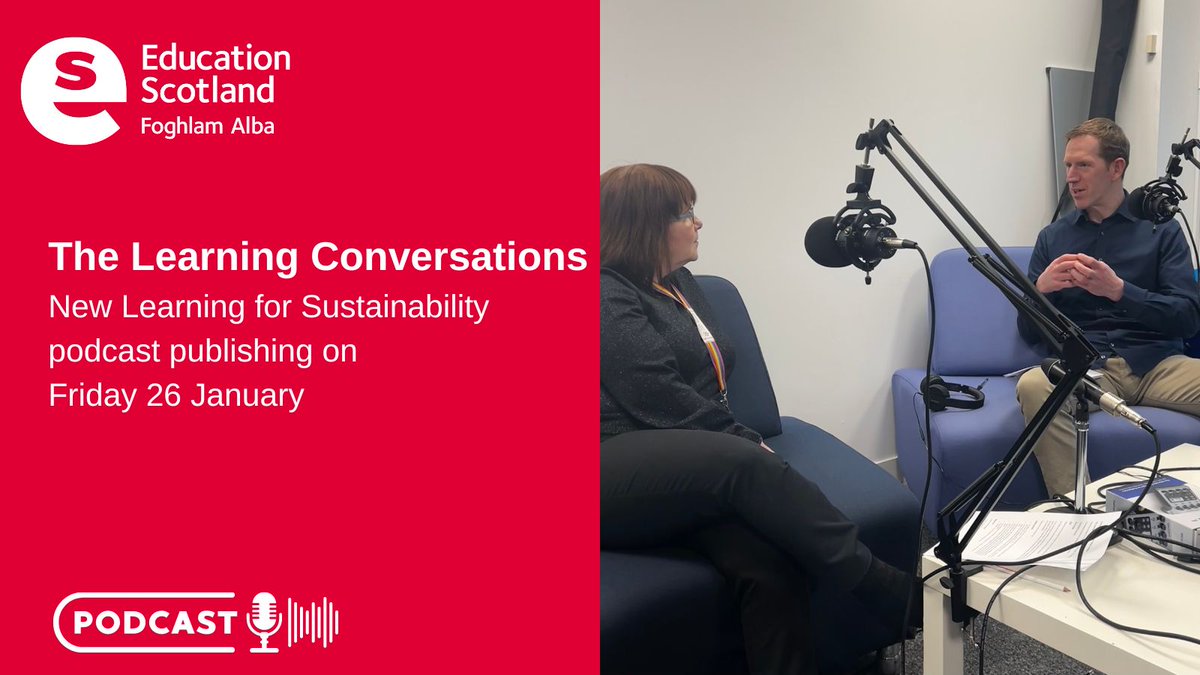 EducationScot's tweet photo. We’re excited about our next #TheLearningConversations podcast! This time our CEO @GGillHHam1 is talking all things #sustainability Watch this space for updates 😁 #ComingSoon https://t.co/nT2eJljI51
