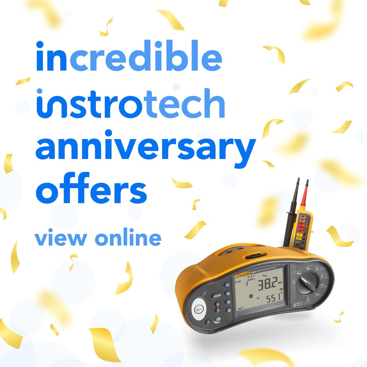 Celebrating 40 years of Instrotech. FREE T90 Two-Pole Tester when you buy a Fluke 1662 Multifunction Tester!

instrotech.com/fluke-1662-mul…

#instrotech #40yearsofinstrotech #40thanniversary #Electricians #equipment #testequipment #hireequipment #tools #trade#electrician #hire
