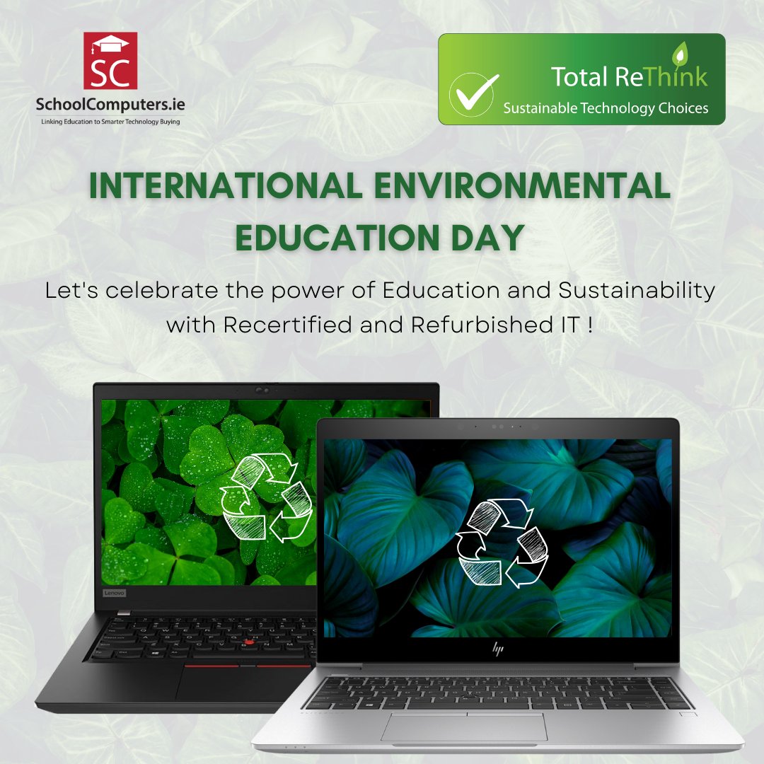 🌍 Happy International Environmental Education Day! Let's celebrate the power of Education and Sustainability! Visit schoolcomputers.ie/product-catego…

#EnvironmentEducationDay #EnvironmentEducation #SustainableTech #GreenInnovation #refurbished #recycled #recertified #sustainable #school