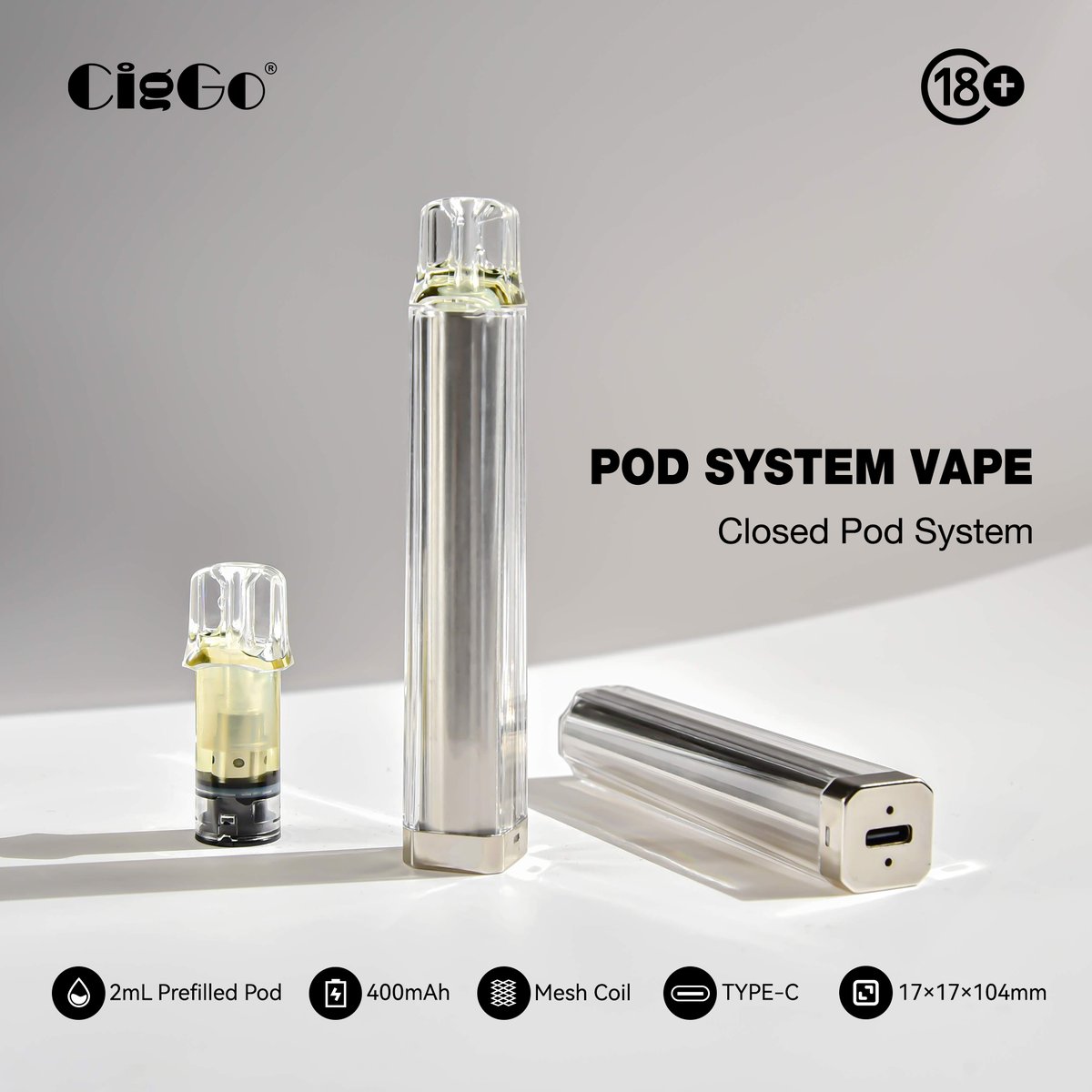 CigGo Closed Pod System Vape Device.

-2ml prefilled pod.
-400mAh rechargeable battery.
-Mesh coil.
-Type-C charging port.

Production license number 514403016

Only for adults(21+).

#Ciggovape #Locktank #Ciggo #Bysoul #Bysoulkit #Hipuff