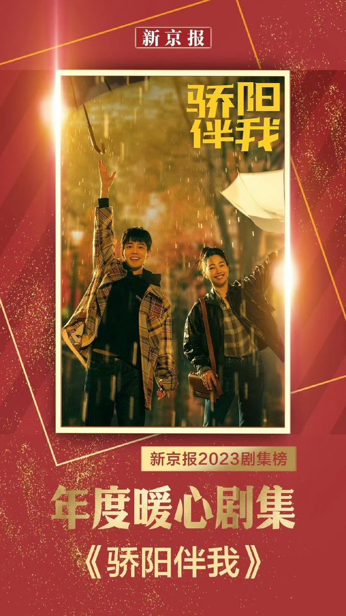 [20240124]
#SunshineByMySide as been awarded as ‘heart warming drama of the year’ by Beijing News 2023 Annual List. 
Congratulations to all the cast and the crew! 

#XiaoZhan #BaiBaihe 
#cdrama