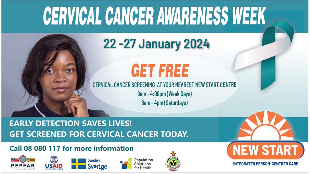 𝐇𝐞𝐚𝐥𝐭𝐡 𝐓𝐢𝐦𝐞𝐬 (@healthtimeszim) on Twitter photo Hear! Hear! Hear! Free Cervical Cancer Screening. Go to any nearest New Start Center #Zimbabwe #CervicalCancer @PSIimpact <a href="/mohcc/">محسن</a> <a href="/WHO_Zimbabwe/">WHO Zimbabwe</a> <a href="/SwedeninZW/">Sweden in Zimbabwe 🇸🇪</a> <a href="/UsaidZimbabwe/">USAID Zimbabwe</a> <a href="/pepfar/">PEPFAR</a> Hear! Hear! Hear! Free Cervical Cancer Screening. Go to any nearest New Start Center #Zimbabwe #CervicalCancer @PSIimpact <a href="/mohcc/">محسن</a> <a href="/WHO_Zimbabwe/">WHO Zimbabwe</a> <a href="/SwedeninZW/">Sweden in Zimbabwe 🇸🇪</a> <a href="/UsaidZimbabwe/">USAID Zimbabwe</a> <a href="/pepfar/">PEPFAR</a>