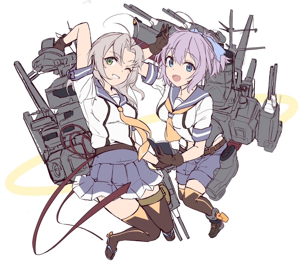 青葉(艦これ) ,衣笠(艦これ) 「あおばがたwip」|みのすのイラスト