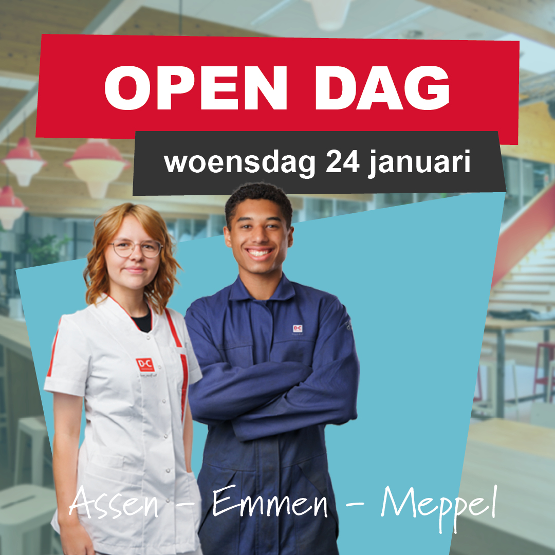 Vandaag is onze Open Dag op alle locaties in Assen, Emmen en Meppel. Proef sfeer, ga in gesprek met onze studenten, docenten of studentadviseurs. Jullie zijn welkom tussen 16.00 en 20.00 uur. Aanmelden kan nog steeds 👉 studiekeuze.drenthecollege.nl/agenda/item/14