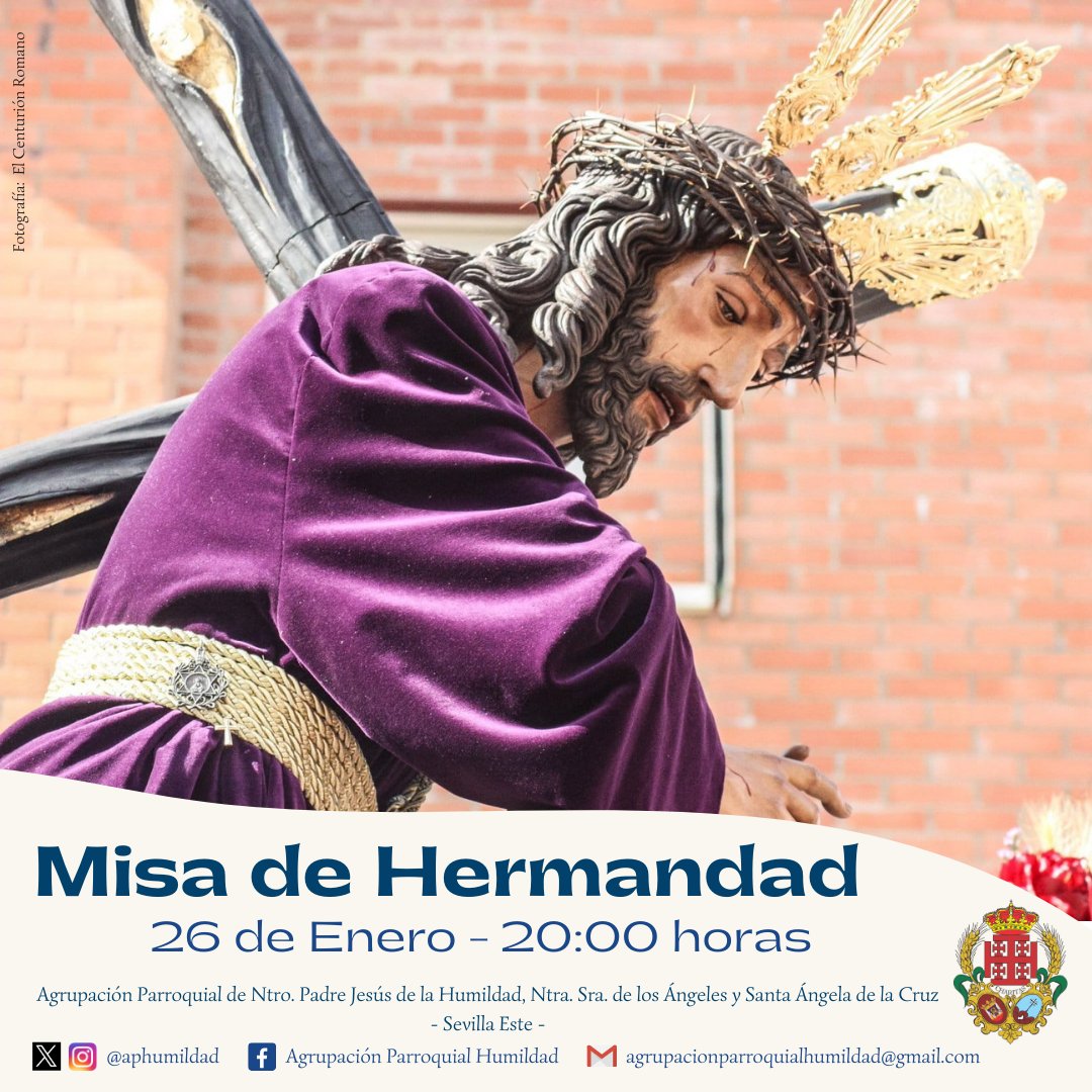 𝗠𝗜𝗦𝗔 𝗗𝗘 𝗛𝗘𝗥𝗠𝗔𝗡𝗗𝗔𝗗

Este viernes, 26 de enero, a las 20:00 horas, tendrá lugar la correspondiente Misa de Hermandad del mes de enero. 

Al término de la Misa tendremos una jornada de convivencia.

📷 @RubnGarcaVega1

¡Os esperamos!

#HumildadLaEspiga