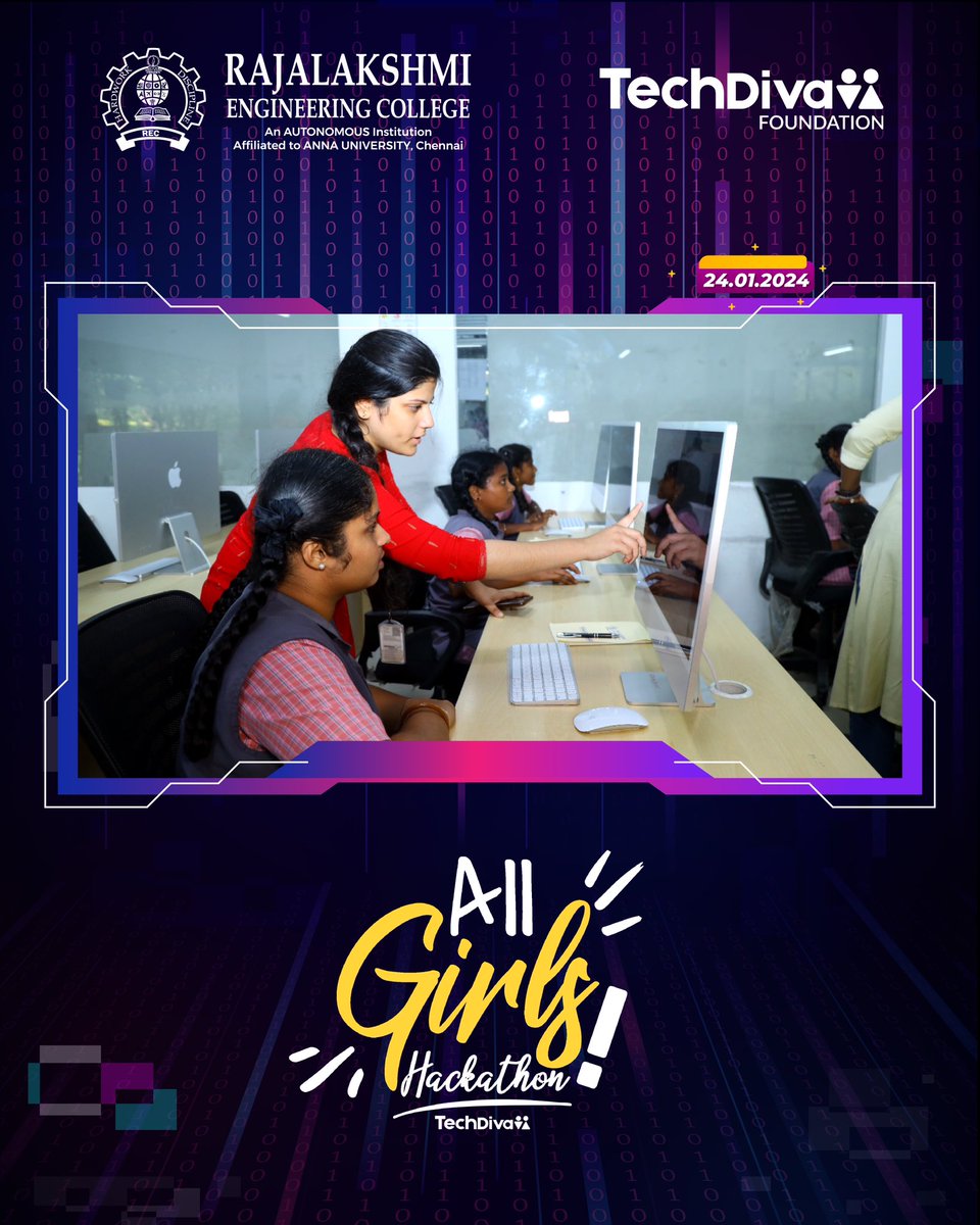 myrecchennai's tweet image. Inspirational scenes today at Rajalakshmi Engineering College as girls from diverse backgrounds immerse themselves in coding, embodying #TechDiva&apos;s vision for an inclusive tech future. 

#NationalGirlChildDay #CodingEquality #REC #Rajalakshmiinstitutions