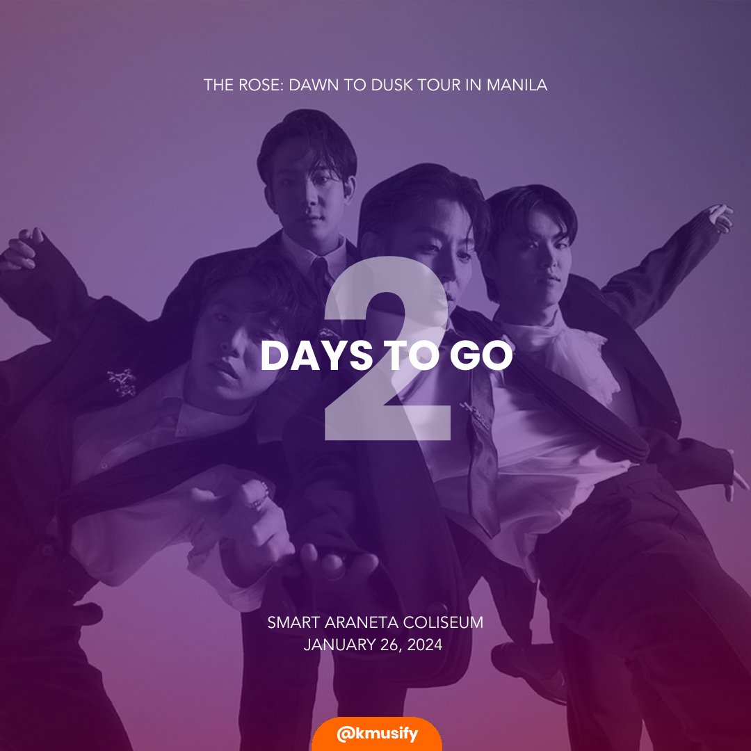 📣 D-2 until #DAWNTODUSKTour

PH Black Roses, we're ALIVE! 😌 This Friday 01/26 we're finally seeing #TheRose again at the Smart Araneta Coliseum! ✨️

🎟 Few tickets left at <a href="/TicketNetPH/">TicketNet</a>

Brought to you by <a href="/ovationprod/">Ovation Productions</a> <a href="/aegpresentsasia/">AEG Presents Asia</a> 

#TheRoseDawnToDuskinManila