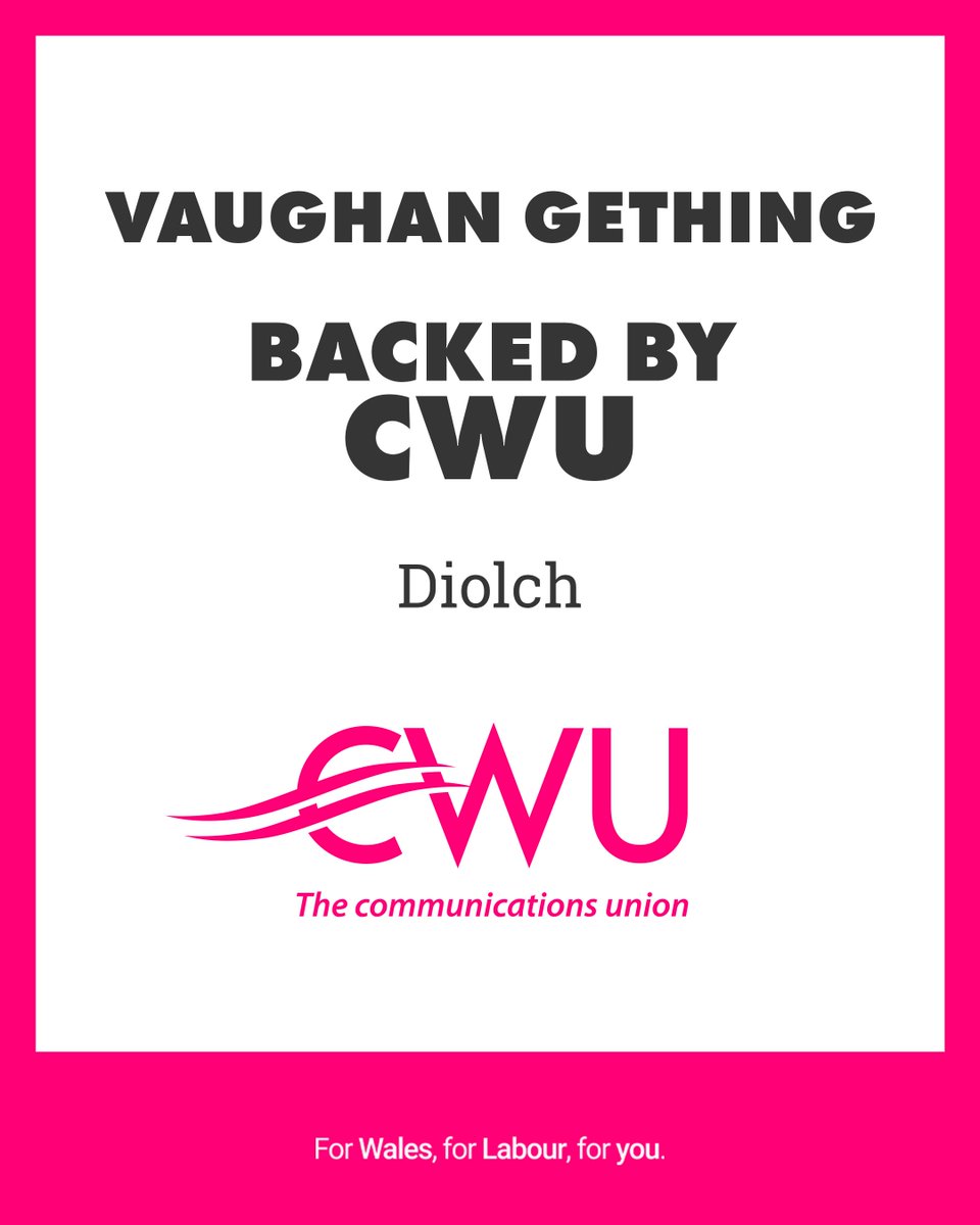 CWU is backing Vaughan Gething, we are pleased to support a former Wales TUC Cymru president and trade union employment lawyer who has always stood by working people.