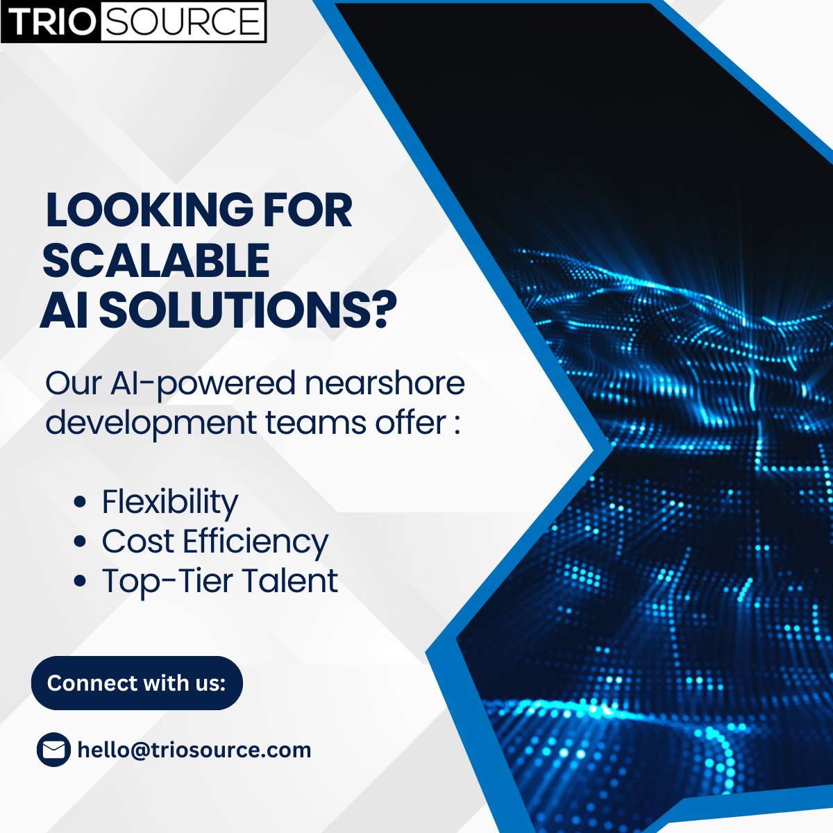 Triosource's tweet image. Unlock Scalable AI Solutions with Our Nearshore Teams: Flexibility, Cost Efficiency, and Top-Tier Talent at Your Service.

Connect with us: hello@triosource.com
Visit Us - triosource.com 

#AISolutions #NearshoreDevelopment #TechFlexibility #CostEfficiency #TopTalent&quot;