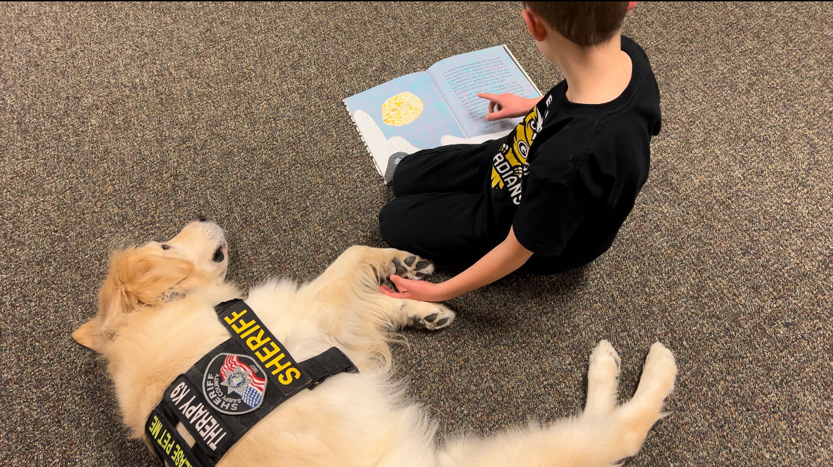 Dad says we have good busy and bad busy. This is good busy!!! I love it when students read to me! It builds their confidence as they grow in their reading skills knowing I’m there to support them! 🐾⁦@SarpySheriff⁩ #hugdognotadrugdog