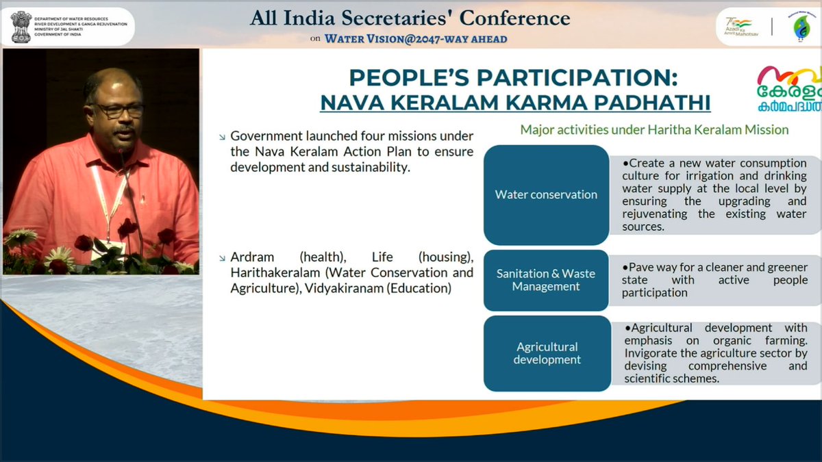 Apacnewsnetwork's tweet photo. Govt launched 4 missions under Nava Keralam Karma Padhathi plan to ensure development & sustainability. - Priyesh R, Chief Engineer (#Irrigation & #Administration), #Kerala at All India Secretaries' Conference on Water Vision @2047 - Way Ahead (Day 2) in Mahabalipuram
#APACWater https://t.co/v02uu40W6s