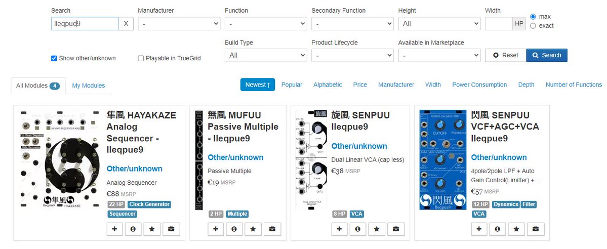 lleqpue9's tweet image. 先日のイベントでアドバイスをもらったModular Gridに一部のモジュールについて登録しました。
とりあえずこの4つだけ。
modulargrid.net/e/other-unknow…
modulargrid.net/e/other-unknow…
modulargrid.net/e/other-unknow…
modulargrid.net/e/other-unknow…
VCAの記事書かないとなぁ…。
#ModularGrid