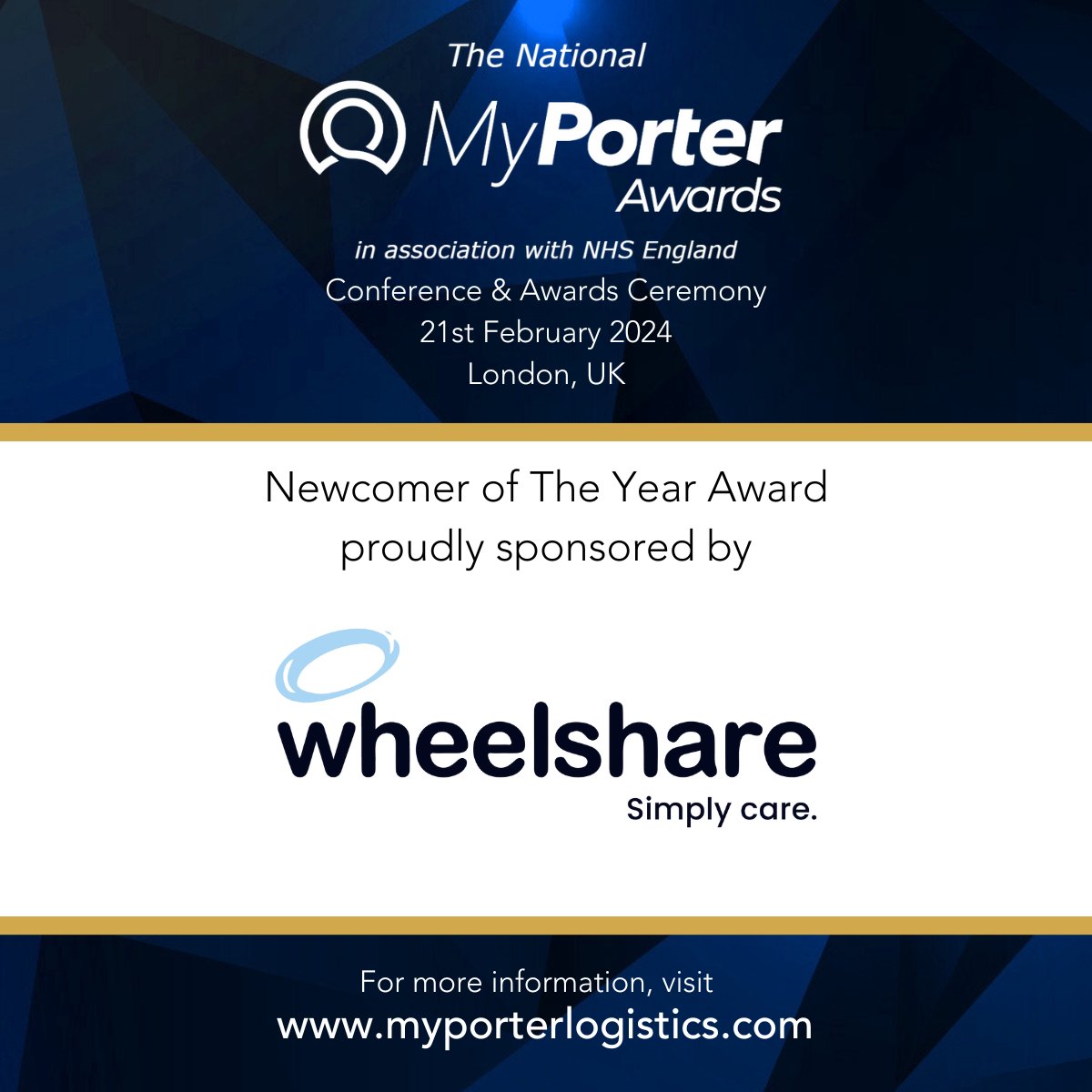 We're excited to announce that @wheelshare1 are now sponsoring the National MyPorter Awards, in association with @NHSEngland! We look forward to working together and making the event better than ever.🤝 To know more, click here👇 myporterlogistics.com/myporter-awards #MyPorterAwards