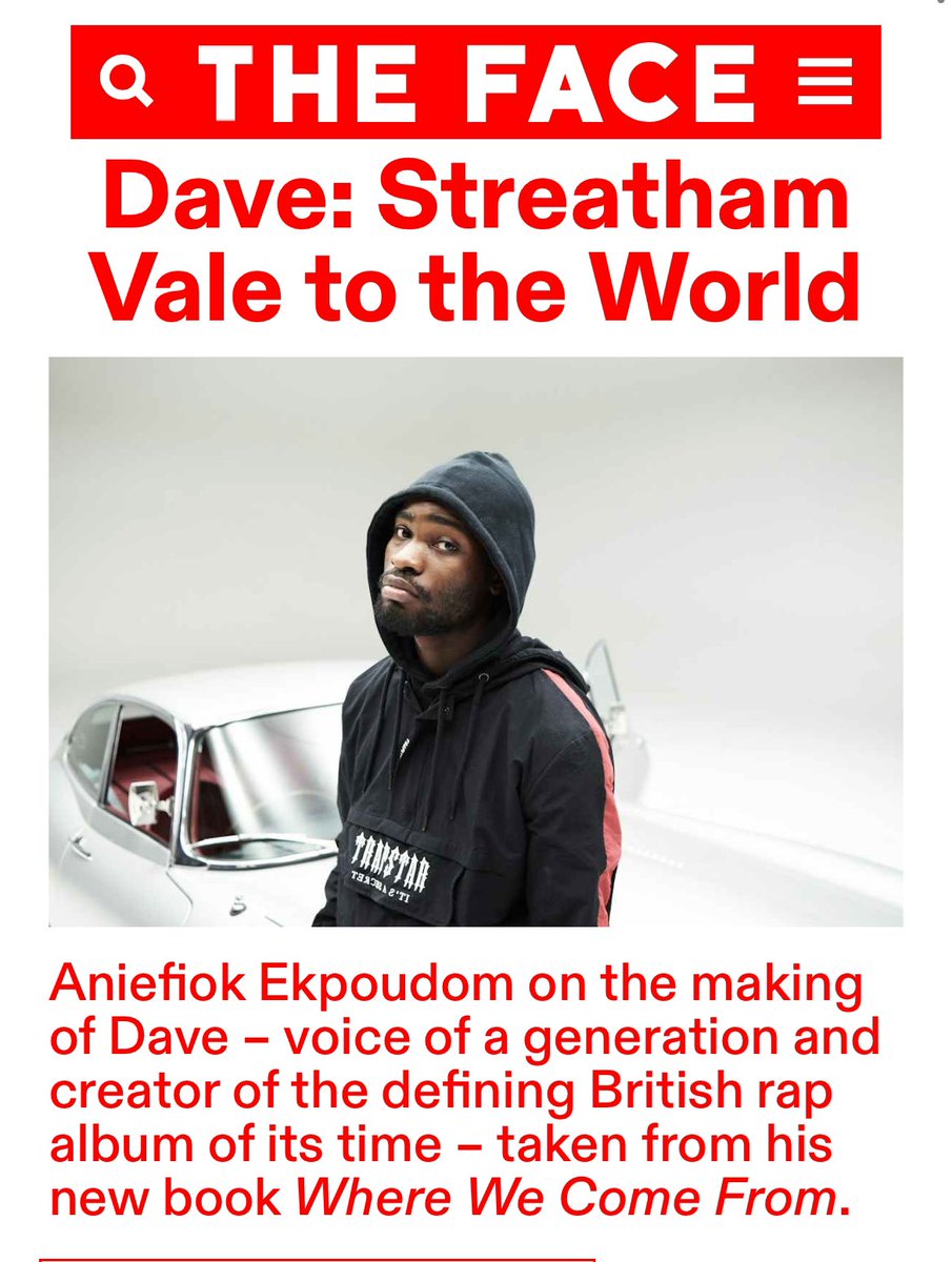 You can read a chapter of my book on @TheFaceMagazine 🤞🏿 It’s Chapter 19, called ‘Streatham Vale to the World’ and looks at the early rise & legacy of @Santandave1 💫 theface.com/music/where-we…