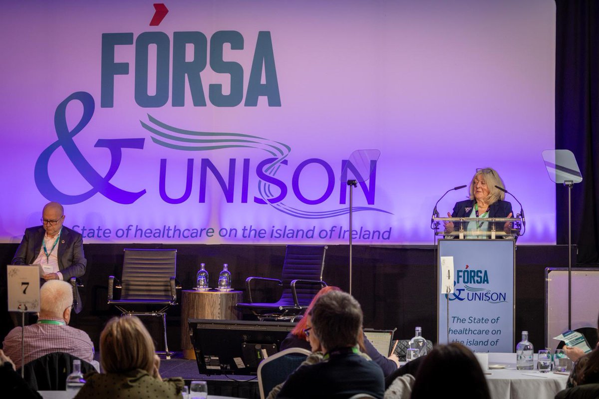 'There is no place for profit in healthcare. It is and must be a public service.' Patricia McKeown opens our Fórsa @UNISONNI conference #TheStateofhealthcare
