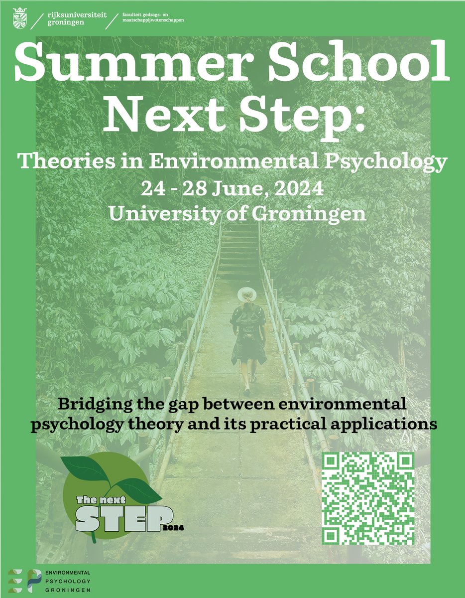 Are you a PhD candidate in #environmental #psychology or related scientific field? Join us from 24 - 28 June to help solve real-world environmental psychology dilemmas by bridging the gap between theory and practice during our summer school, The Next Step! rug.nl/education/summ…
