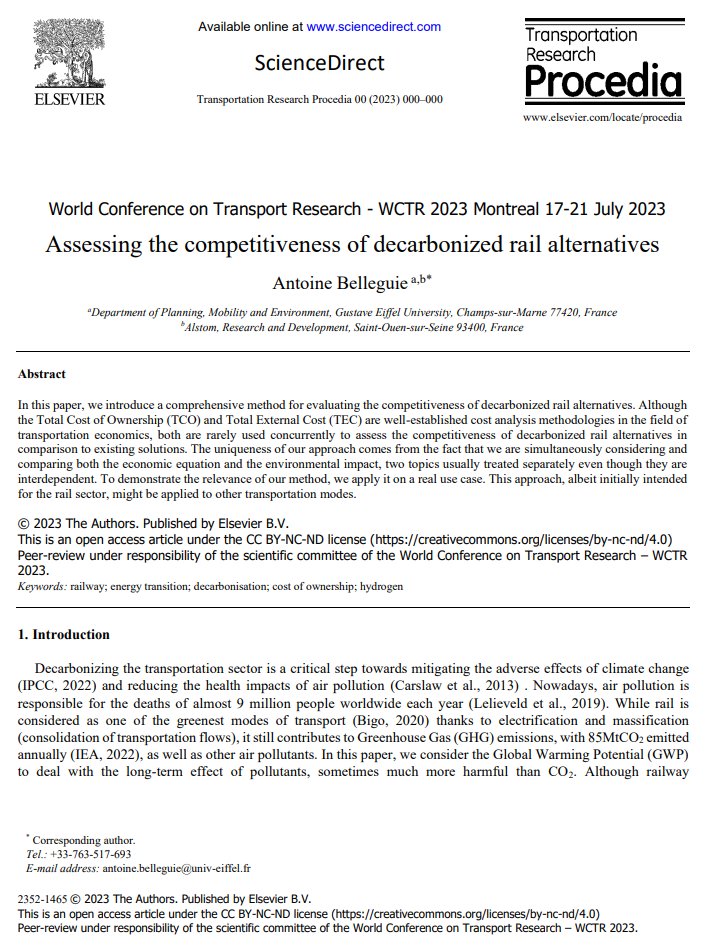 Honored to have presented last summer my research on rail decarbonization at WCTR2023 in Montreal, Canada! 🍁 Let's steer rail towards sustainability by 2050. The future is green! 🚄🌍🍃💡#Railway #EnergyTransition #Decarbonization #Hydrogen #Electricity #Batteries ⚡💧🔋