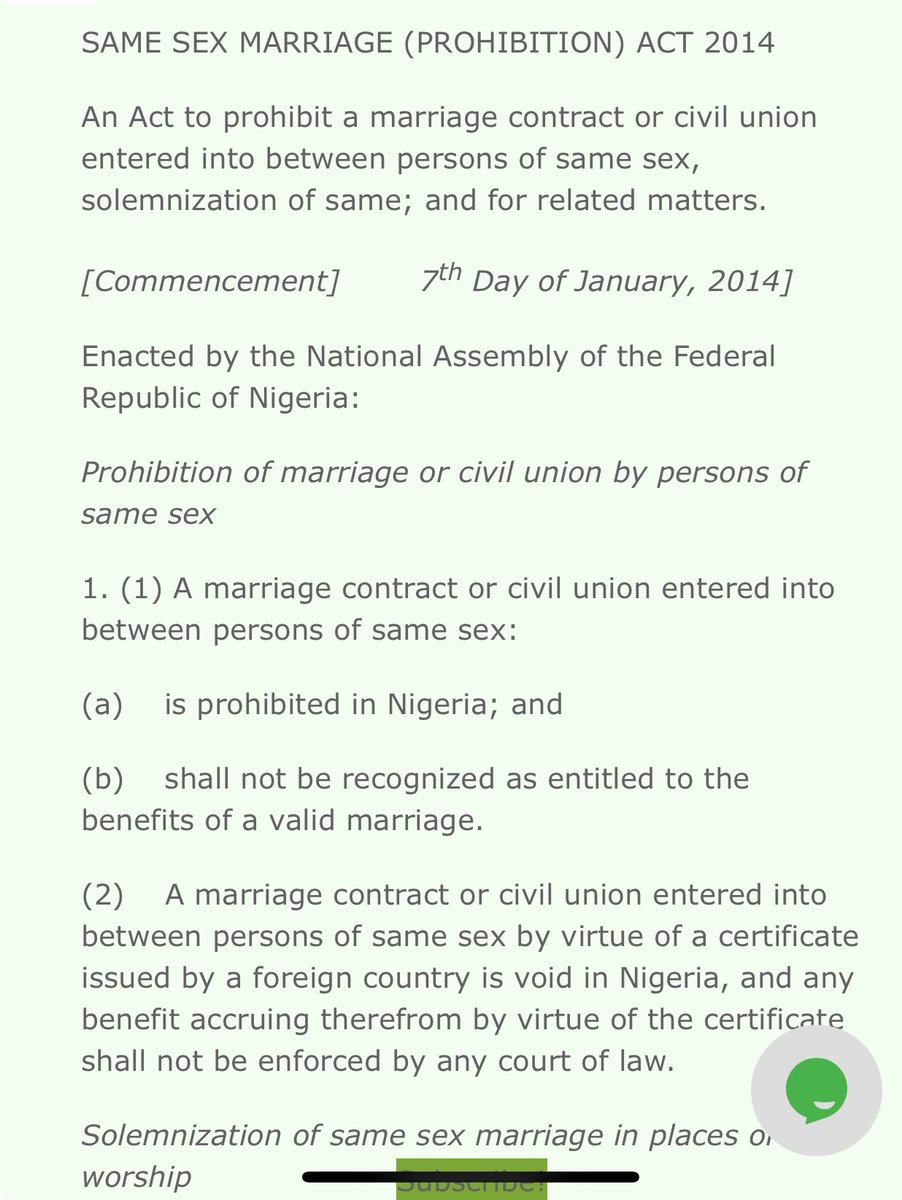 4uckumean's tweet photo. @instablog9ja @Princemoye1 this is what Nigerian SSMPA says. There’s no where in Nigerian constitution where the law says you should prosecute people for calling themselves gay. If you don’t have work to do, there’s plenty of work in Abuja right now, kidnapping and insecurity full everywhere. https://t.co/EC2HoOUYh6