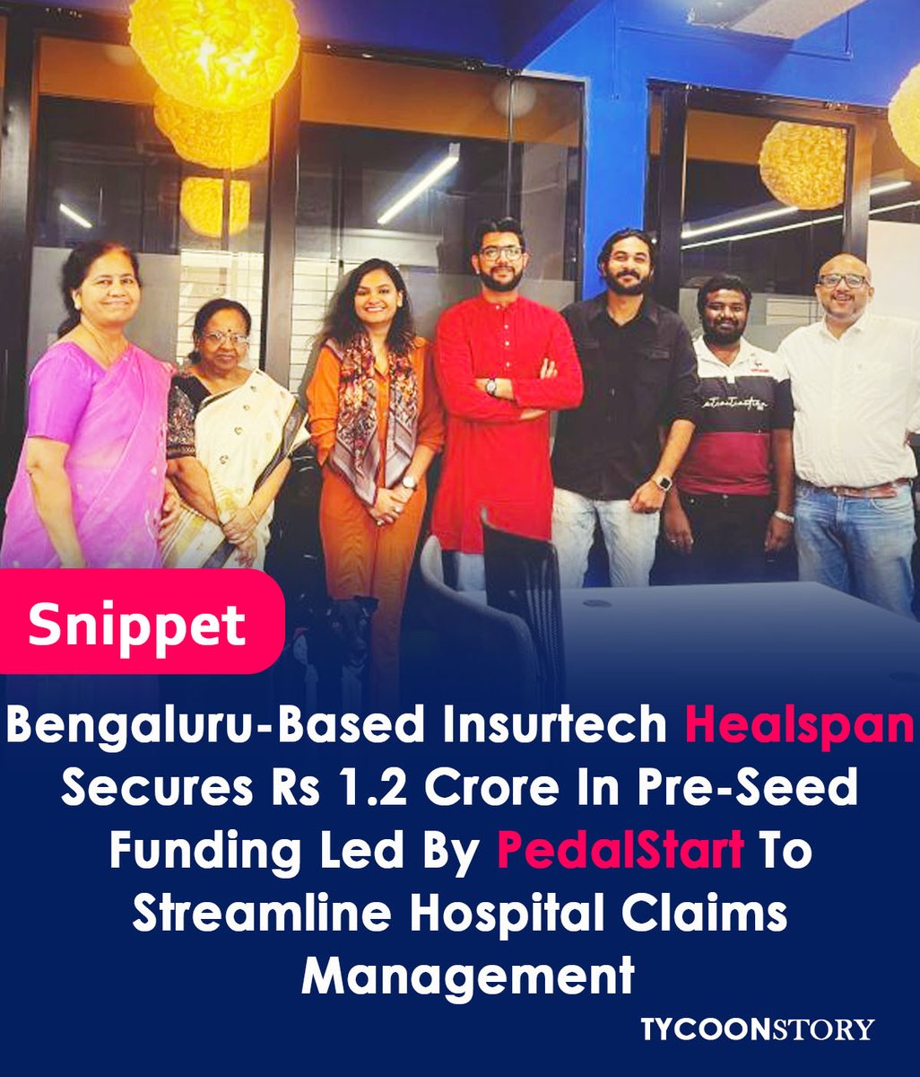 TycoonStoryCo's tweet image. Healspan, a Bengaluru insurance-tech startup, raised Rs 1.2 crore to streamline hospital cashless claims
#funds #startup #trackingsoftware #healthtech #healthcare #digitalhealth #Healspan #business #affordablehealthcare #insurancetech #healthinsurance #businessoperations