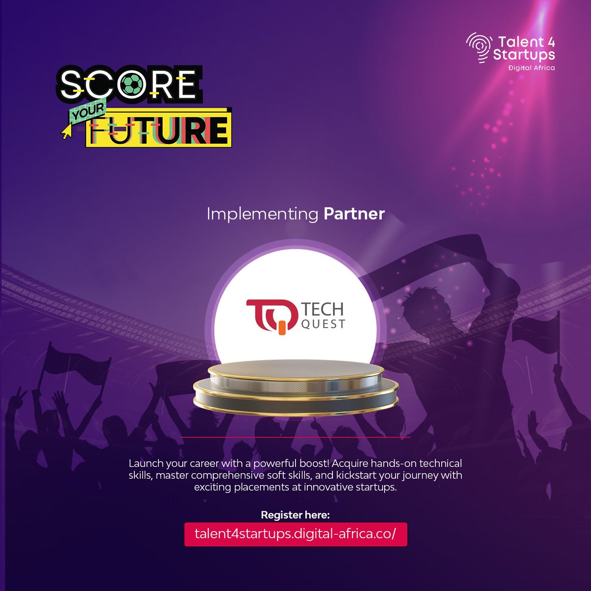 techquestcamp's tweet image. HURRAY🎉

Spots are limited. Secure your future today:
talent4startups.digital-africa.co

The Talent 4 Startups program is developed and financed by Digital Africa

#Talent4Startups | #DigitalAfrica | #TechQuestSTEMAcademy | #AfriLabs |