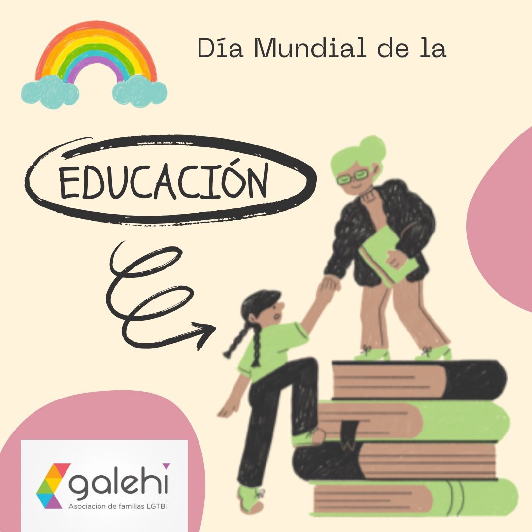 La educación es el arma más poderosa que puedes usar para cambiar el mundo. Luchemos por lograr una realidad diversa, inclusiva, respetuosa, segura y sin odio. galehi.org/educacion/gale… #DíaInternacionaldelaEducación Si aún no lo has hecho únete: 🌈 galehi.org/colabora/asoci…